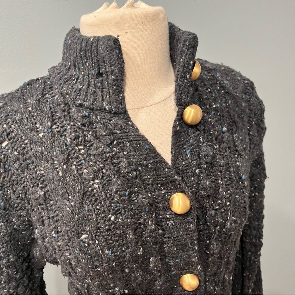 Juicy Couture Wool/Cashmere Chunky Marled Cable Knit Long Cardigan Size Small - Picture 4 of 8